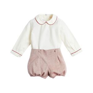 Pepa London Girls  Herringbone Peter Pan Collar Set, Red